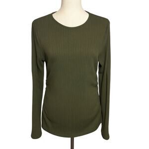 Nine Britton Sweater Size XL Slenderizing Side Ruching Green Shirt